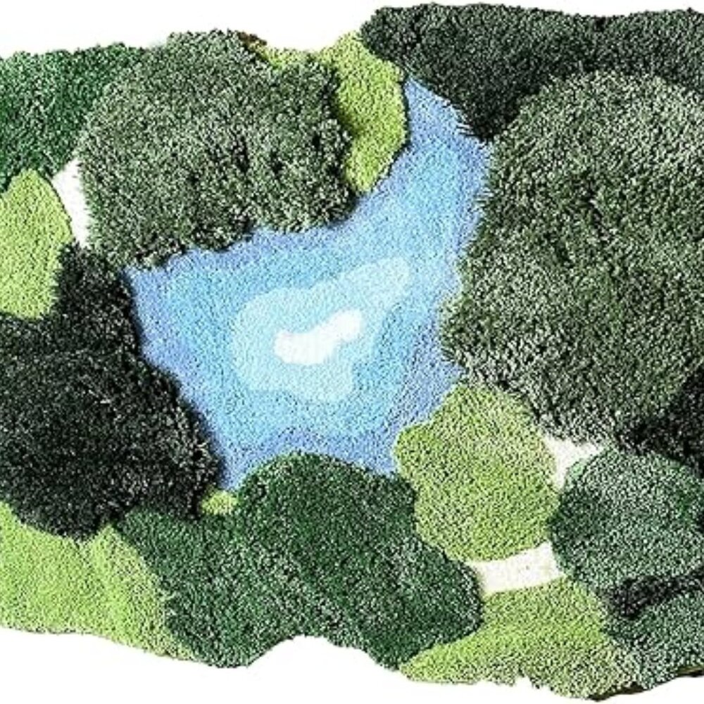 20x35 Inch 3D Moss Rug,Shag Carpet Leaf Area Bathroom Rugs, Non Slip Bath Mat